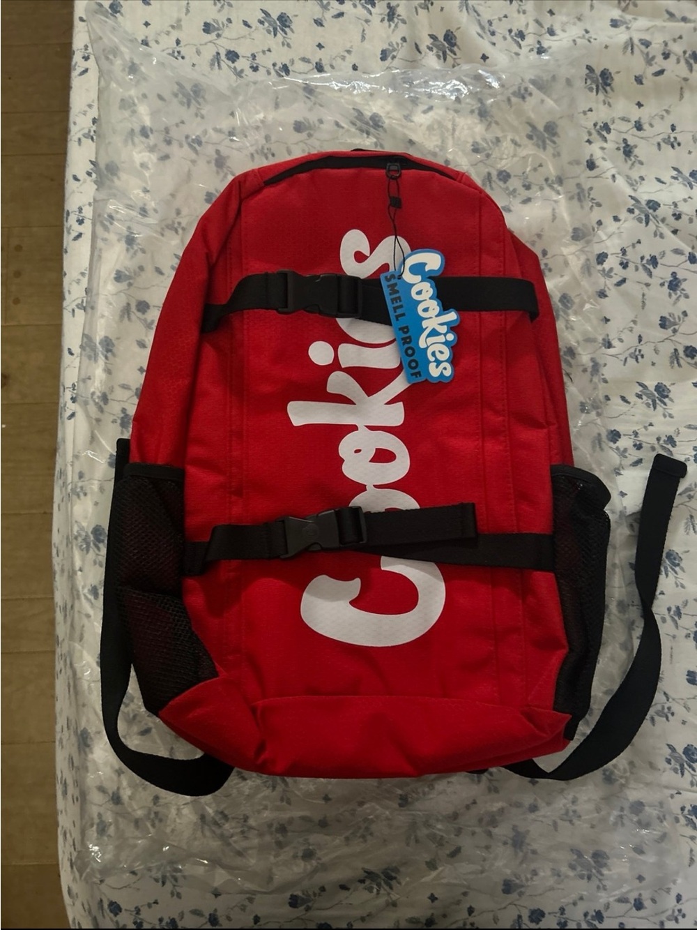 Cookies Red Casual Backpack for Men with White Logo